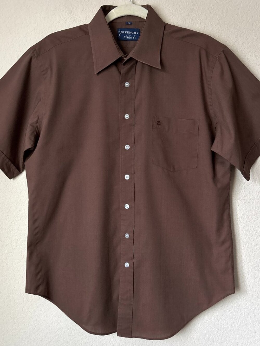 Vintage Givenchy for Chesa Men's Brown Button Up Short Sleeve Shirt